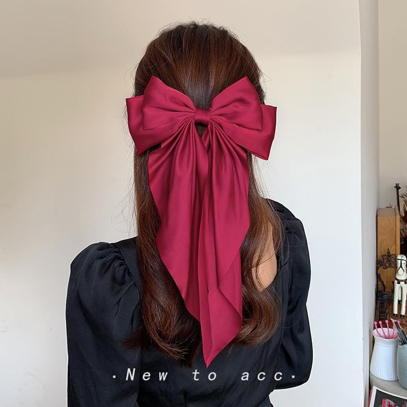 Estrella con el mismo estilo de cinta retro grande con lazo horquilla en la parte posterior de la cabeza horquilla de temperamento súper hada pinza de resorte accesorios para el cabello