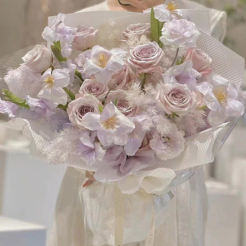 Color sólido nuevo papel en relieve tridimensional Picar punto ramo de papel de embalaje material de embalaje floral al por mayor