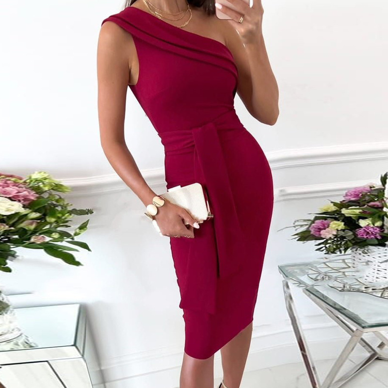 Women's Pencil Skirt Elegant Strapless Backless Sleeveless Solid Color Knee-length Party display picture 1