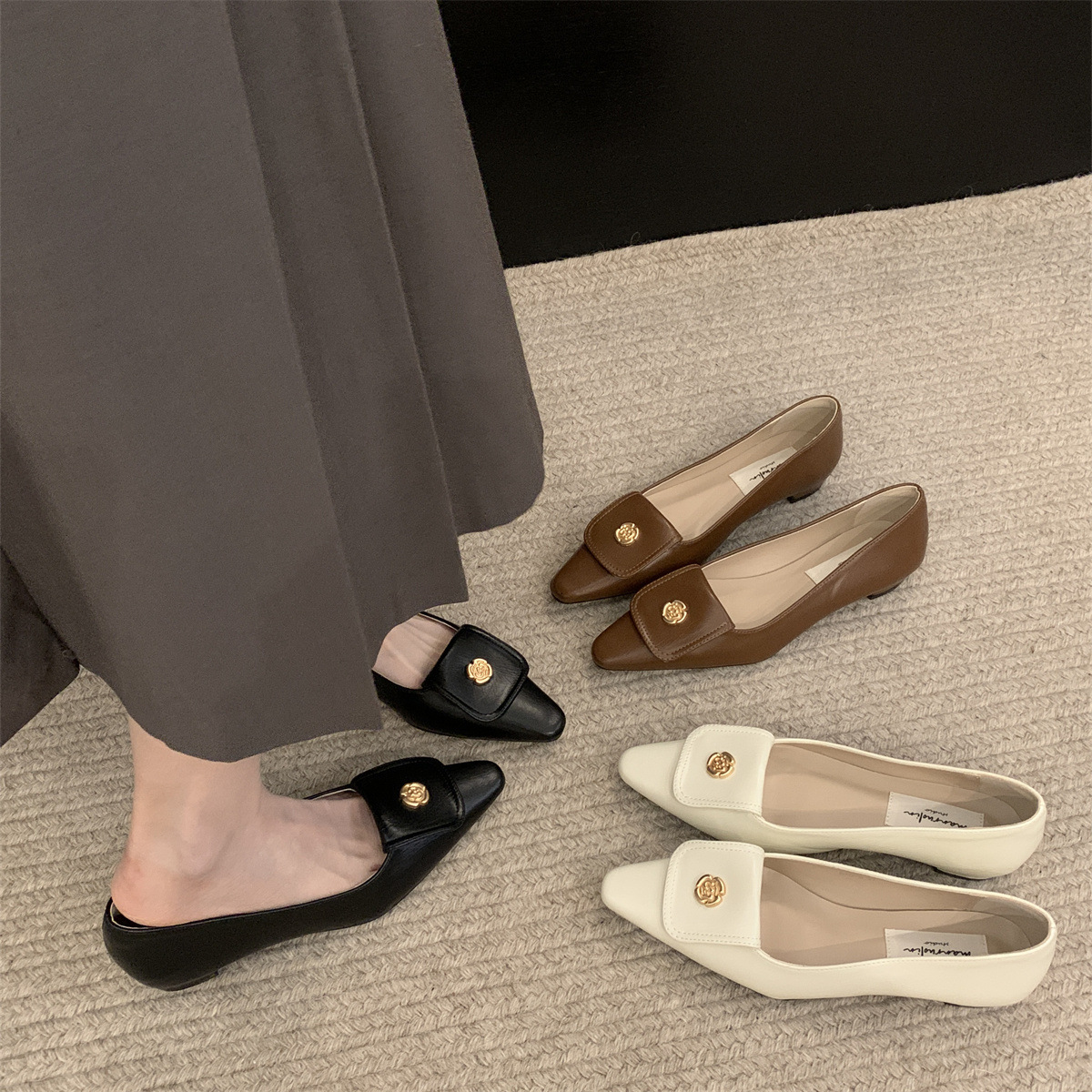 Retro comfortable universal shoes pointed-toe low-cut
