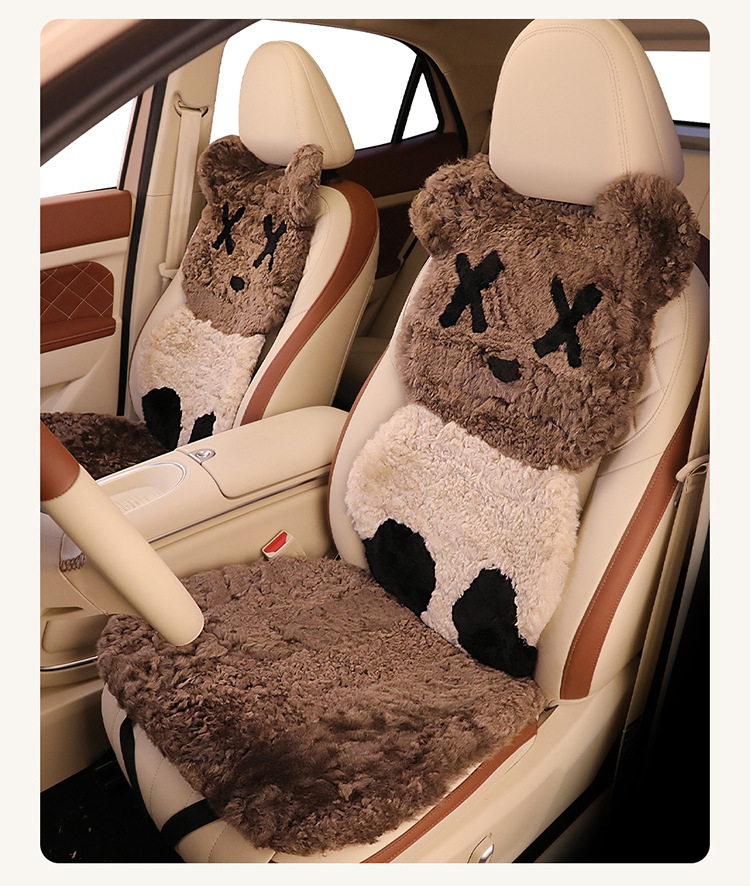 Winter pure wool car seat cushion violent bear cartoon unisex cute cartoon bear warm plush seat cushion