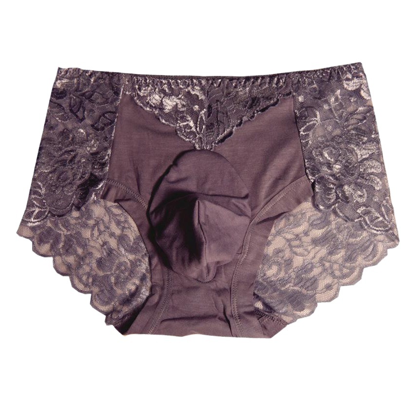 Little Matchmaker Light Luxury Men's Underwear Breathable Lace Sexy Briefs Pure Cotton plus size U-Pocket Underwear Shorts