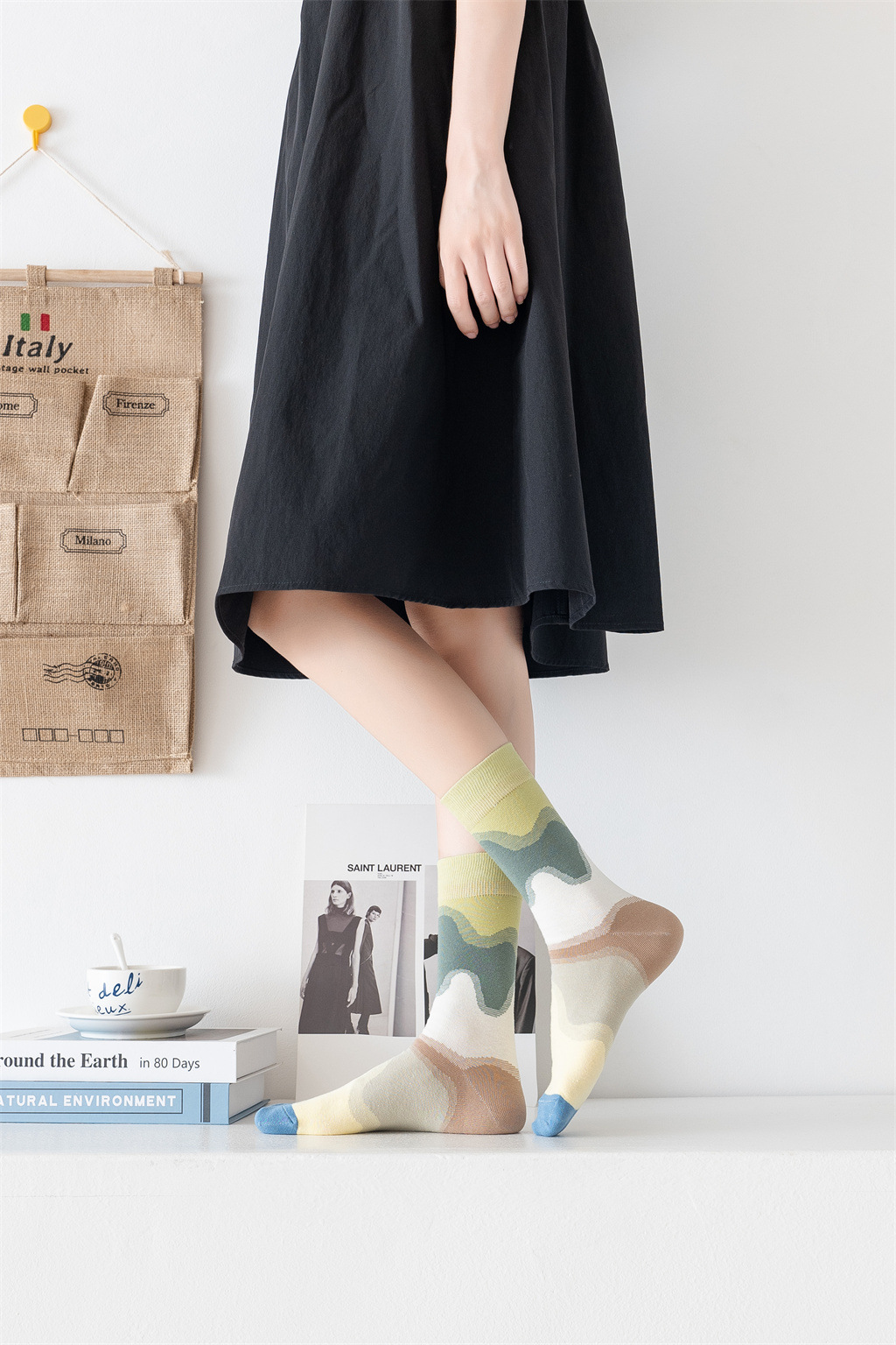 Women's Casual Color Block Cotton Crew Socks A Pair display picture 5