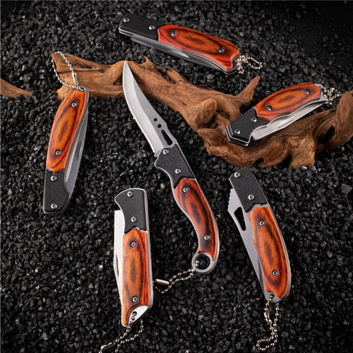 Folding knife made of stainless steel, outdoor utility knife, multi-functional mini knife, keychain, fruit knife