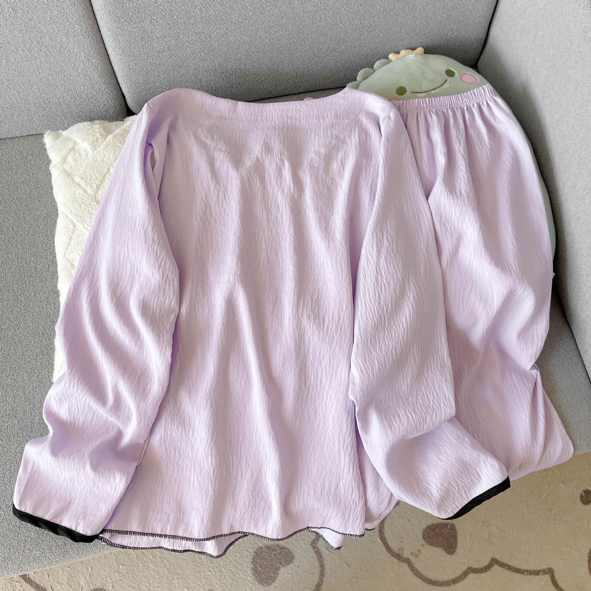 Venta al por mayor transfronteriza de primavera y otoño nube pijamas de algodón de manga larga para mujer cuello cuadrado simple estilo princesa traje de servicio a domicilio para estudiantes ropa exterior