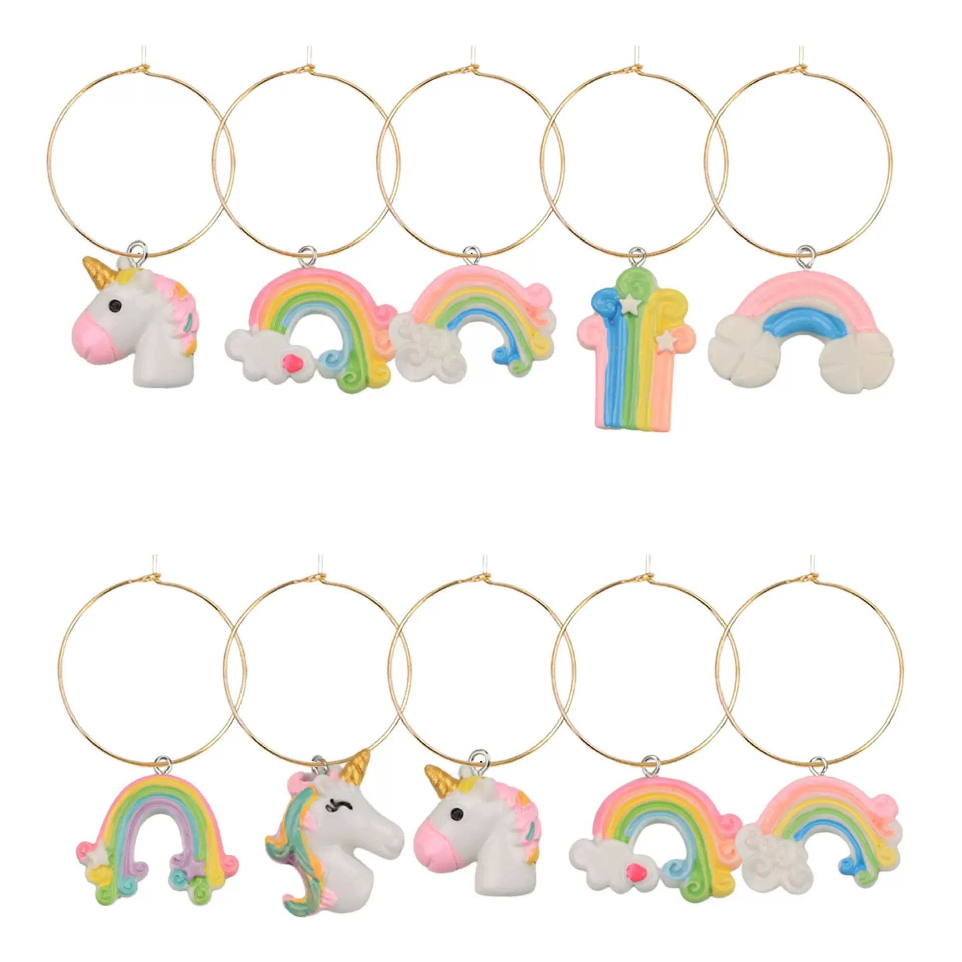 Наклейка-подвеска для украшения вечеринки Etsy в виде радужного единорога из смолы для бокалов и стаканов