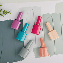 25新款喷涂甲油胶瓶纯色塑料遮光指甲油瓶93A方形毛刷瓶美甲容器