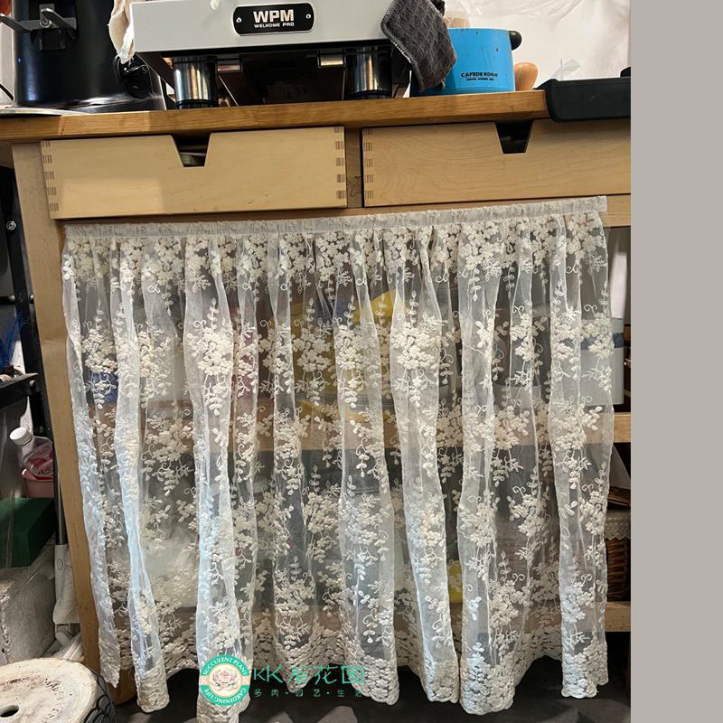 French Lace Half Curtain Embroidered Small Door Curtain Curtain Head Short Curtain Punch-Free Curtain Partition Curtain Mesh Curtain Blocking Curtain