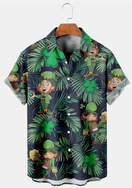 Trend de moda para hombres transfronterizos Camisa de manga corta hawaiana Camisa estampada digital 3D Transfronteriza Amazon
