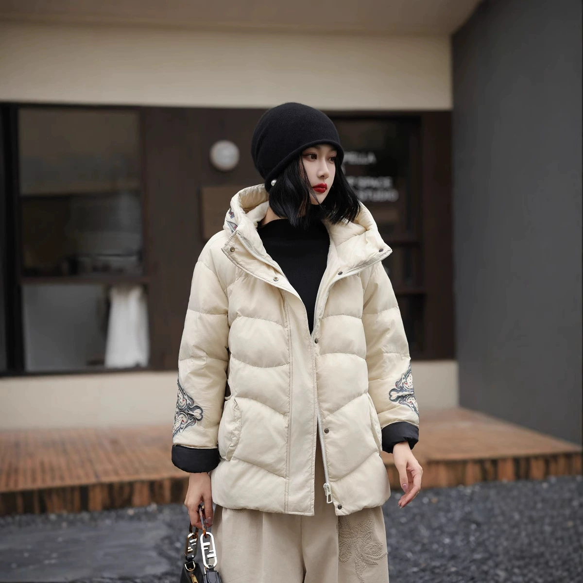 2024 зимний новый ретро новый китайский стиль с капюшоном тяжелый ремесло