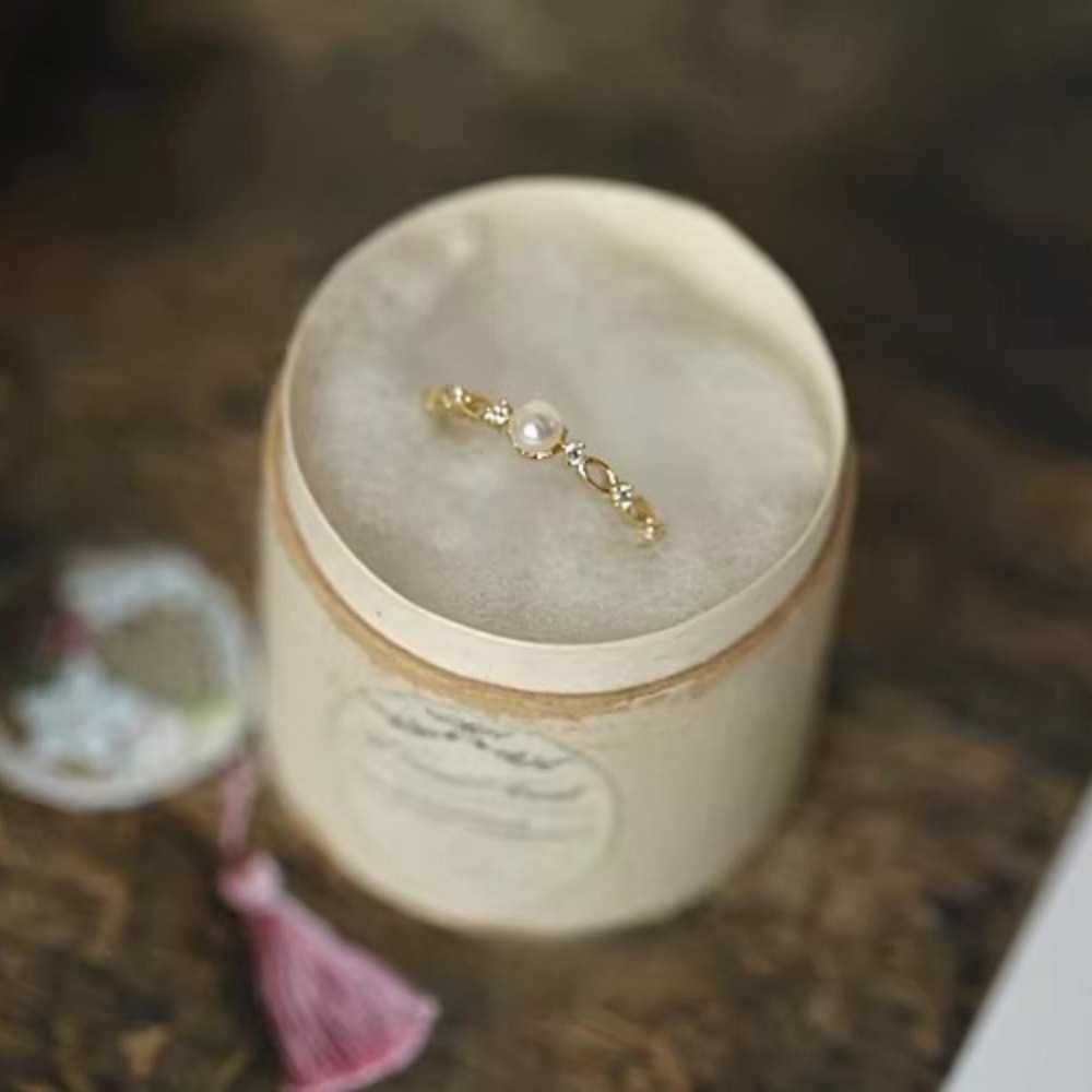 French Retro Pearl Zircon Ring Adjustable Vintage Artistic Jewelry_voghion.com