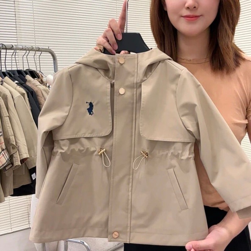儿童男童女童春秋时尚款经典连帽长袖外套纯色收腰大衣秋季新款|undefined