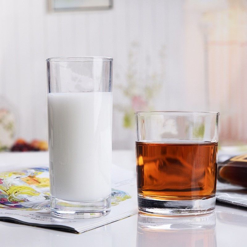 Taza de agua de vidrio al por mayor taza de cuerpo recto taza de té transparente taza de leche de desayuno taza de cerveza taza de cerveza puede imprimir logotipo