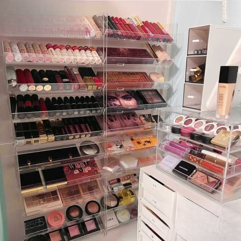 Acrylic Cosmetics Eye Shadow Powder Lipstick Lip Glaze Perfume Air Cushion Nail Polish Large Capacity Display Storage Box Rack