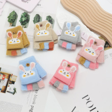 儿童冬季手套宝宝手指套冬天防寒保暖加厚加绒小孩子五指翻盖手套