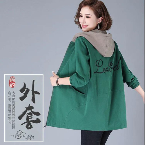 Women's Long-Sleeve Fashionable Puffer Jacket with Embroidery and Color Matching, 2025 Spring and Autumn Season Korean Style Loose Plus Size Thin Outerwear