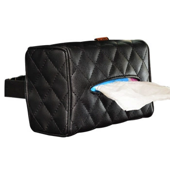 Car tissue box/set Car Seat Back Hanging Tissue - leather-tissue-box-black