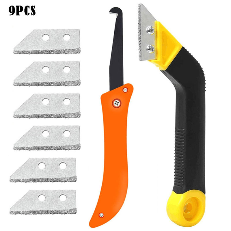 9-Piece Grouting Tool Set for Doors, Windows, Floors, Floor Joints, Glass Glue Cleaning, Joint Knife, Seam Cleaner, Seam Cleaning Saw Knife