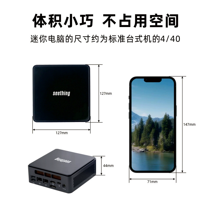 Портативный мини ПК, Core i5-1235U, офисный/игровой, мини док-станция, бесшумный