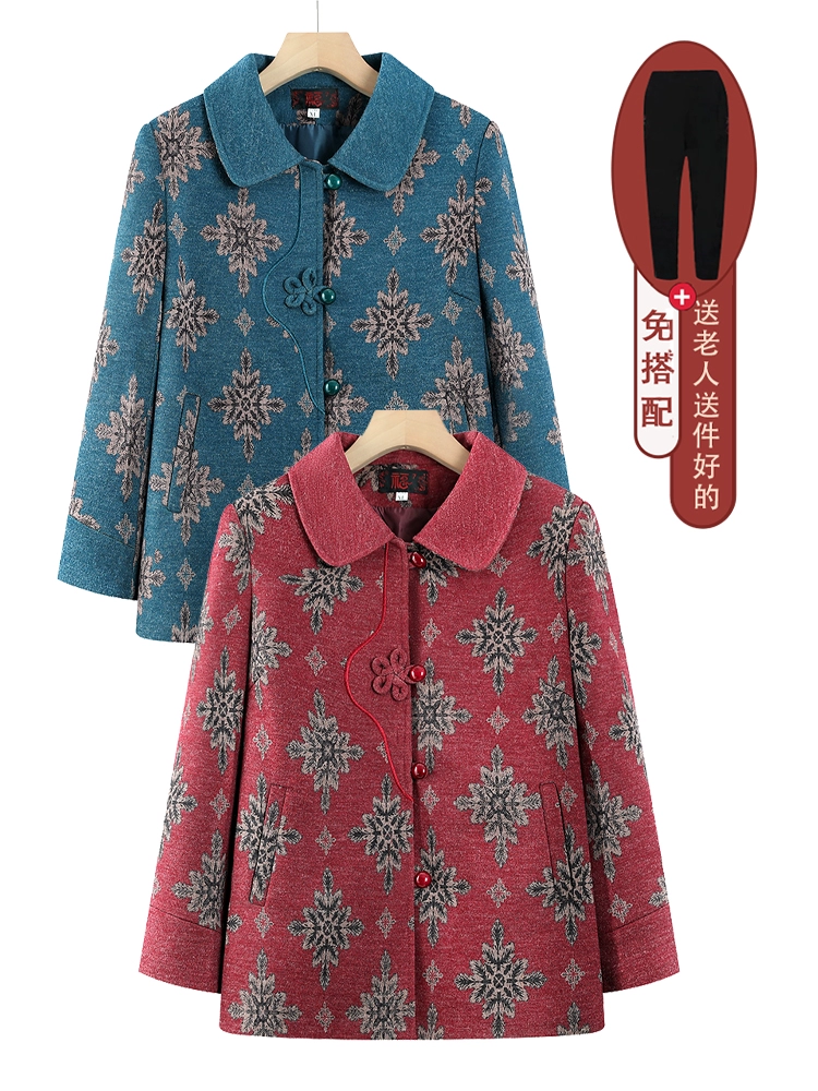 2025 женская одежда среднего и пожилого возраста, весенне-осенняя верхняя одежда для мам, топы с лацканами для бабушек, кардиганы для старух