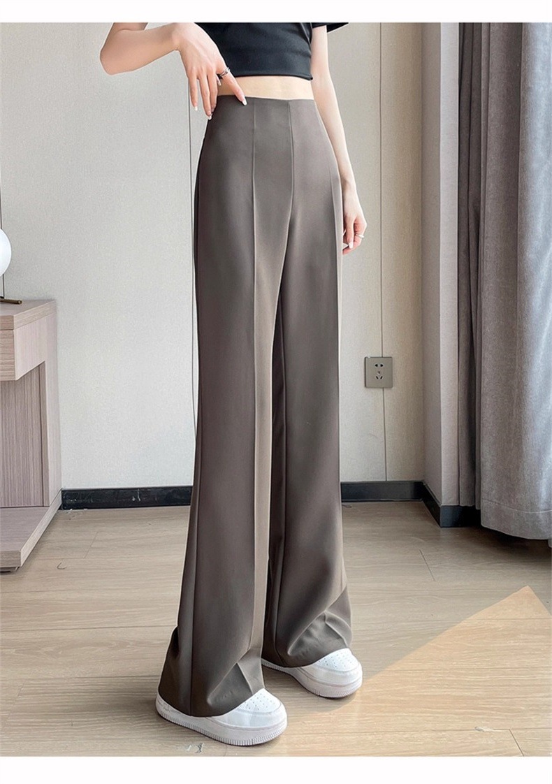 Quần tây nữ cạp cao ống loe vải mỏng mùa hè — Quần dài màu trắng chi tiết 34
