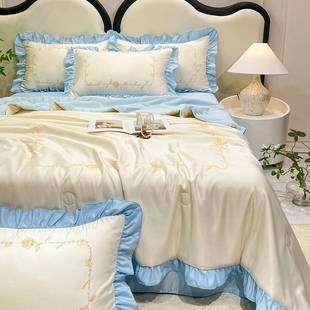 2025 New Washed Silk Ice Silk Tencel Korean Style Summer Quilt Four-Piece Set First Series Live Broadcast Hot Style