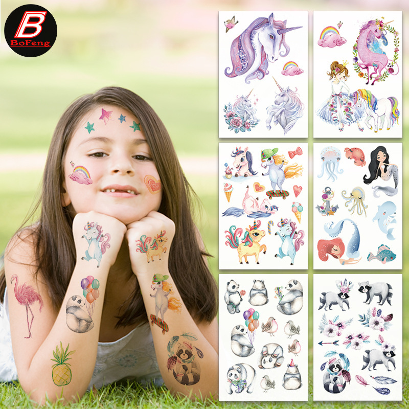 Wholesale Children Cartoon Waterproof Tattoo Stickers Kids Stickers Cross Border Unicorn Flamingo Temporary Tattoo Stickers