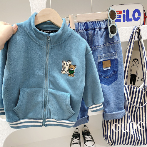 Children's polar fleece jacket boys plus fleece autumn clothing  baby clothing fleece baby top winter particle fleece thick