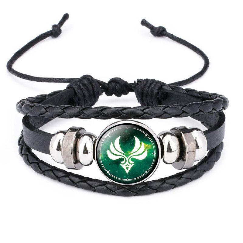 Original Dios tiempo periférico gema cuero negro luminoso anime juego ojo pulsera hombres y mujeres joyería en stock al por mayor