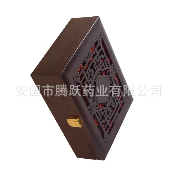 Wooden Gift Box Empty Brocade Lined Red Yellow for Herbal Pills Jewelry Storage 21cm quality and texture