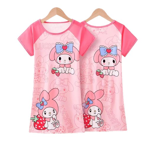 Girls' Summer Sleep Dress 2025 Short Sleeve Children's Pajamas Little Girl Summer Big Kid Stylish Homecoming Outwear