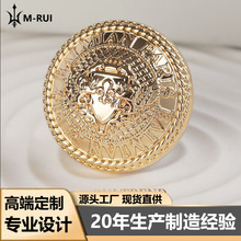 巴家复古金属双狮纽扣女士外套西装风衣金色五爪扣 手缝扣
