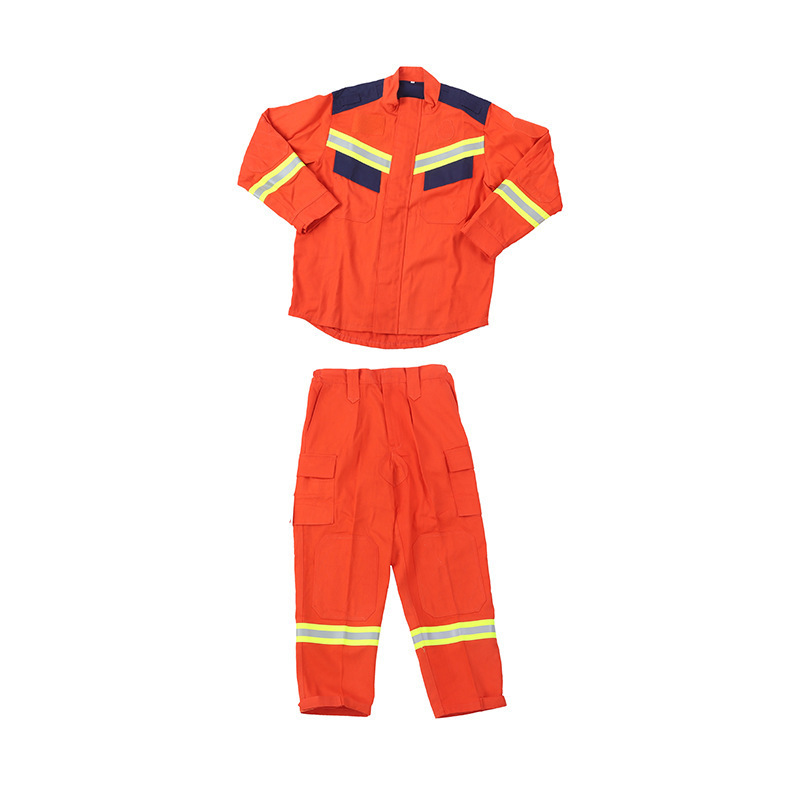 隔热服服带款阻燃救援抢险森林橘红色分体式扑火冬季反光条20服