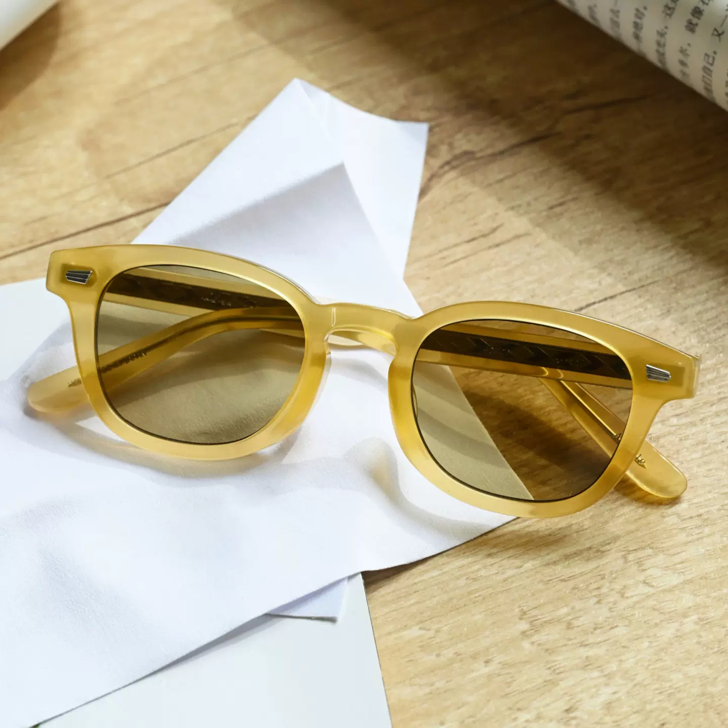 余文乐同款十一周年联名成都限定柠檬黄太阳镜手工眼镜框男女