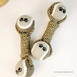 宠物用品玩具棉绳网球狗狗大型犬金毛拉布拉多绳结磨牙洁齿哑铃球