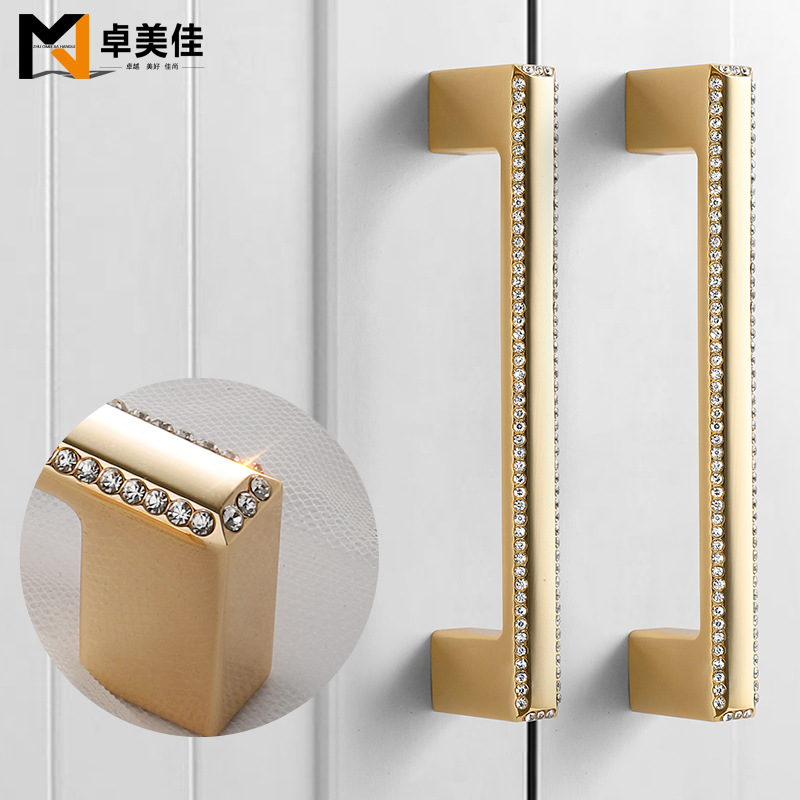 Light luxury cabinet door handle with diamond-studded crystal, minimalist design—ideal for wardrobe doors, wine cabinets, shoe cabinets, kitchen cabinets, and drawer single-hole handles.