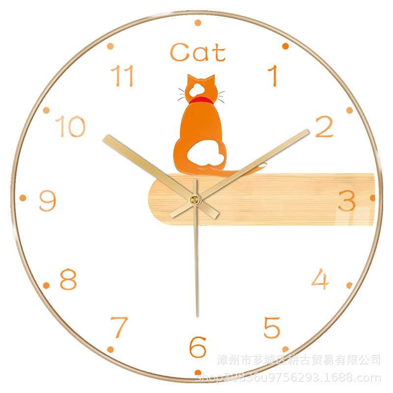 12inch 子猫時計寝室の壁時計リビングルームシンプルな創造的な文学パーソナライズされた時計サイレント時計クロスボーダーホット|undefined