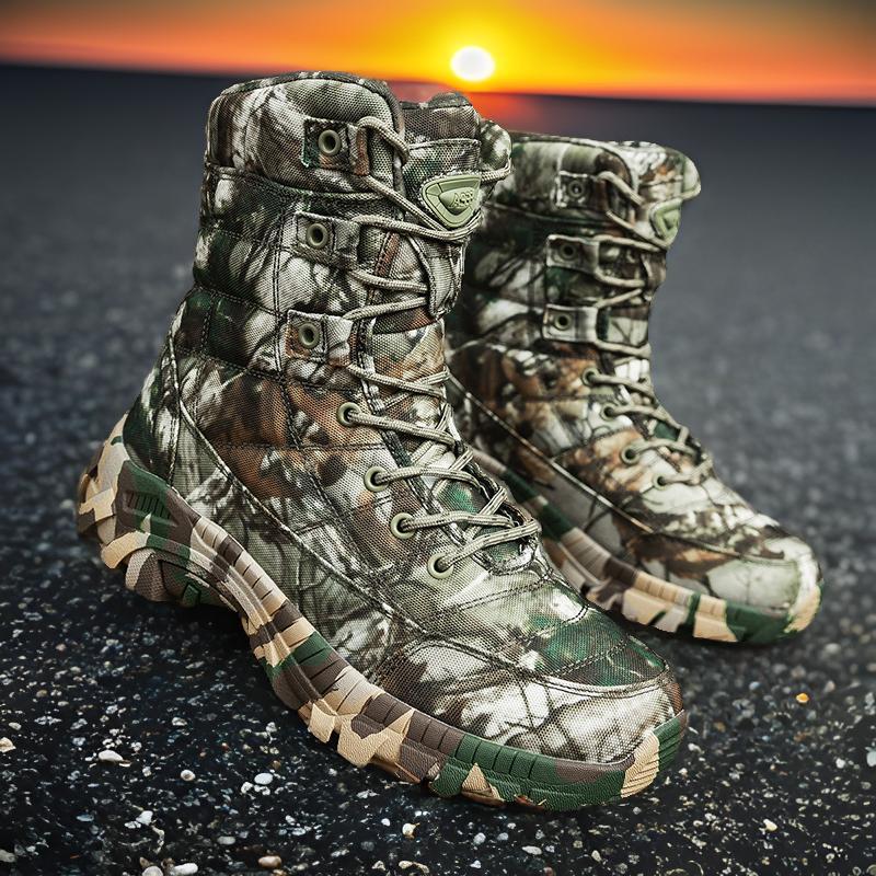 Ventas directas de fábrica Botas de combate Botas de camuflaje al aire libre para hombres Botas de montaña altas Botas tácticas para hombres Botas de entrenamiento de senderismo para hombres