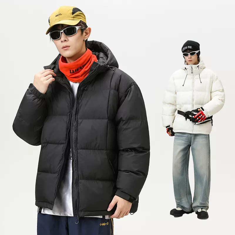 杰克传洋男装连帽羽绒棉服男2025新款冬季加厚保暖棉衣面包服外套