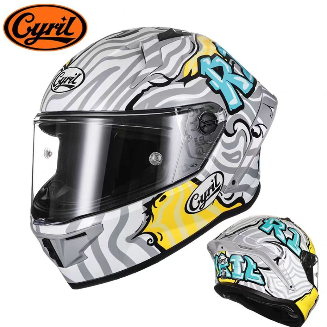 Casco integral de motocicleta CYRIL para hombre y mujer, para carreras, conducción en todas las estaciones, para motocicleta de calle con alerón grande y Bluetooth R1