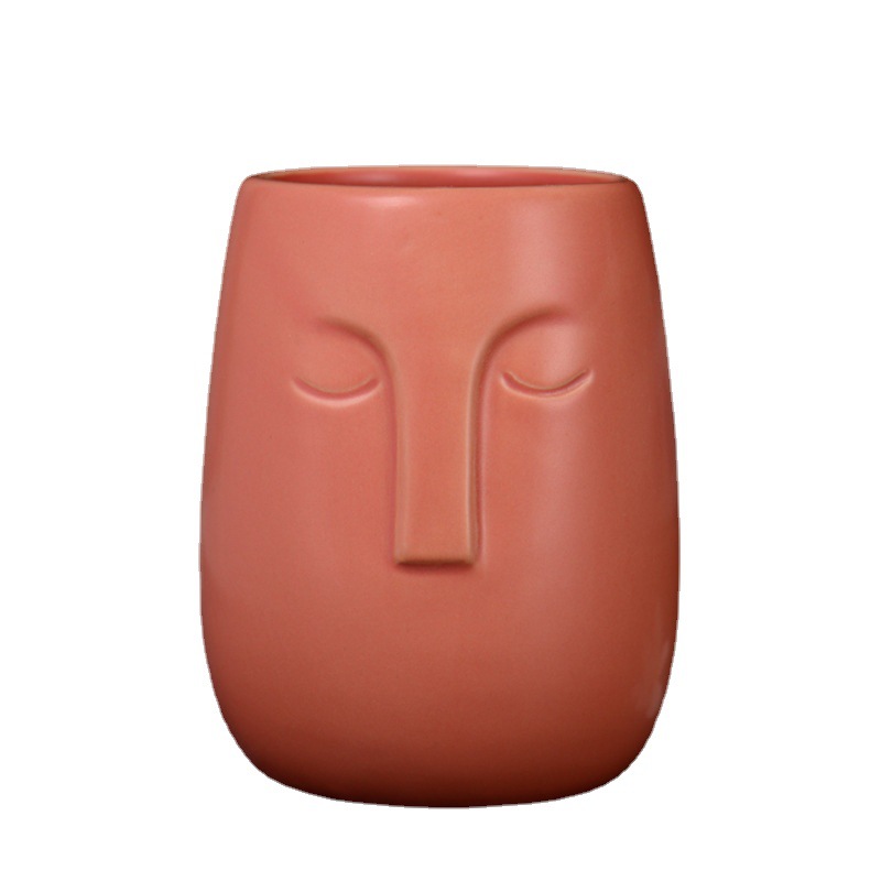 Comercio exterior Exportación estilo europeo florero de cerámica cara maceta de cerámica decoración de flores arreglo floral color esmalte titular de la flor decoración suave del hogar