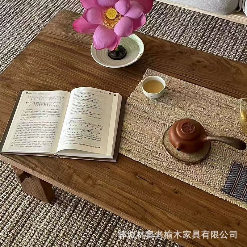 古い楡木戸板茶卓客間実木茶何中古風家具風化禅意茶台が窓のテーブルを漂わせている|undefined