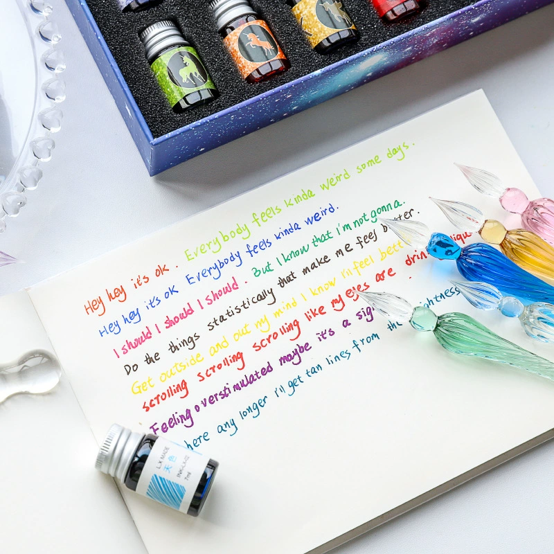 Glass starry sky, gift box, set, gift pen for elementary school students, gradient