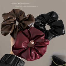 大肠复古皮质法式发圈韩系简约高级感低马尾秋冬款头发圈丸子发饰