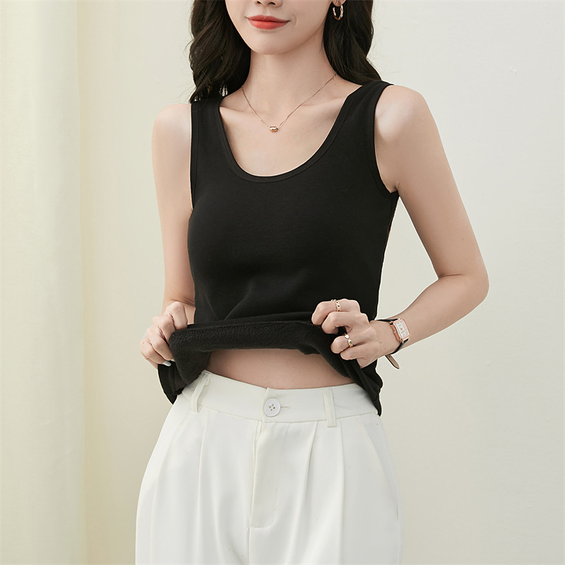 Women's New Autumn and Winter Velvet Vest, Warm and Slim Outer Wear, Covering Breasts, Thickened Inner Layer, Sleeveless Top