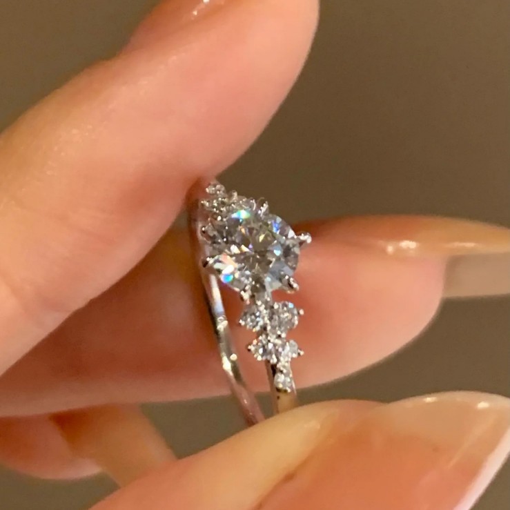 S925 スターリングシルバーフラッシュジルコンリングコールドスタイル絶妙な人差し指リング気質リング女性用|undefined