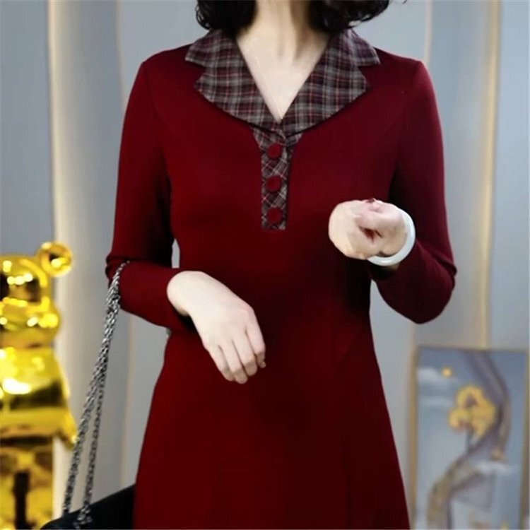 One-Piece Drop-Shipping Live Broadcast Popular Mother's Dress 2025 Spring & Fall Age-Reducing Slimming Look Mid-Length Dress Skirt One-Piece Drop-Shipping Live Broadcast Popular Mother's Dress 2025 Spring & Fall Age-Reducing Slimming Look Mid-Length Dress Skirt