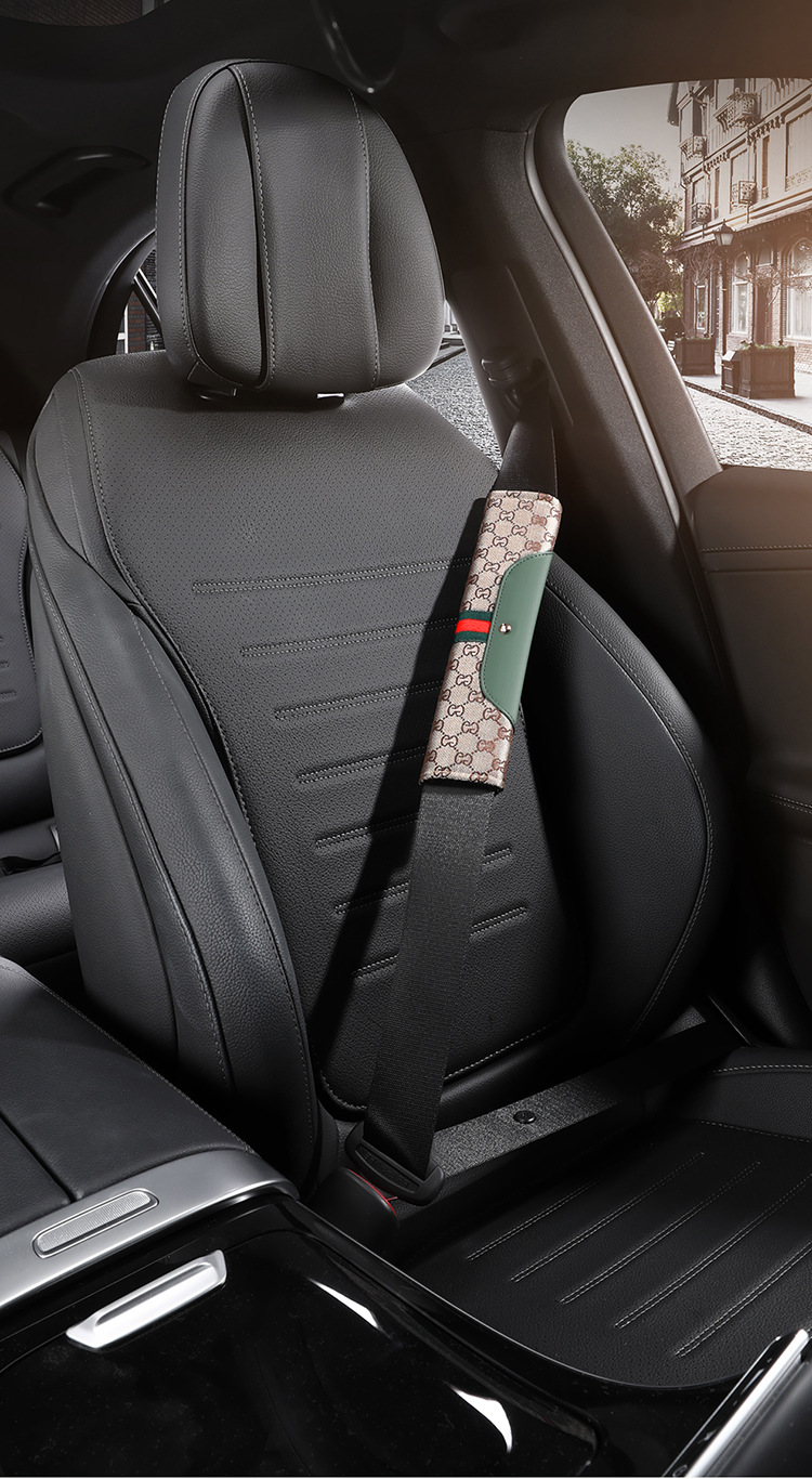 Fashionable and Breathable Leather and Linen Interior Accessories for All Seasons, Car Seatbelt Shoulder Pads, Protective Covers, North American Amazon