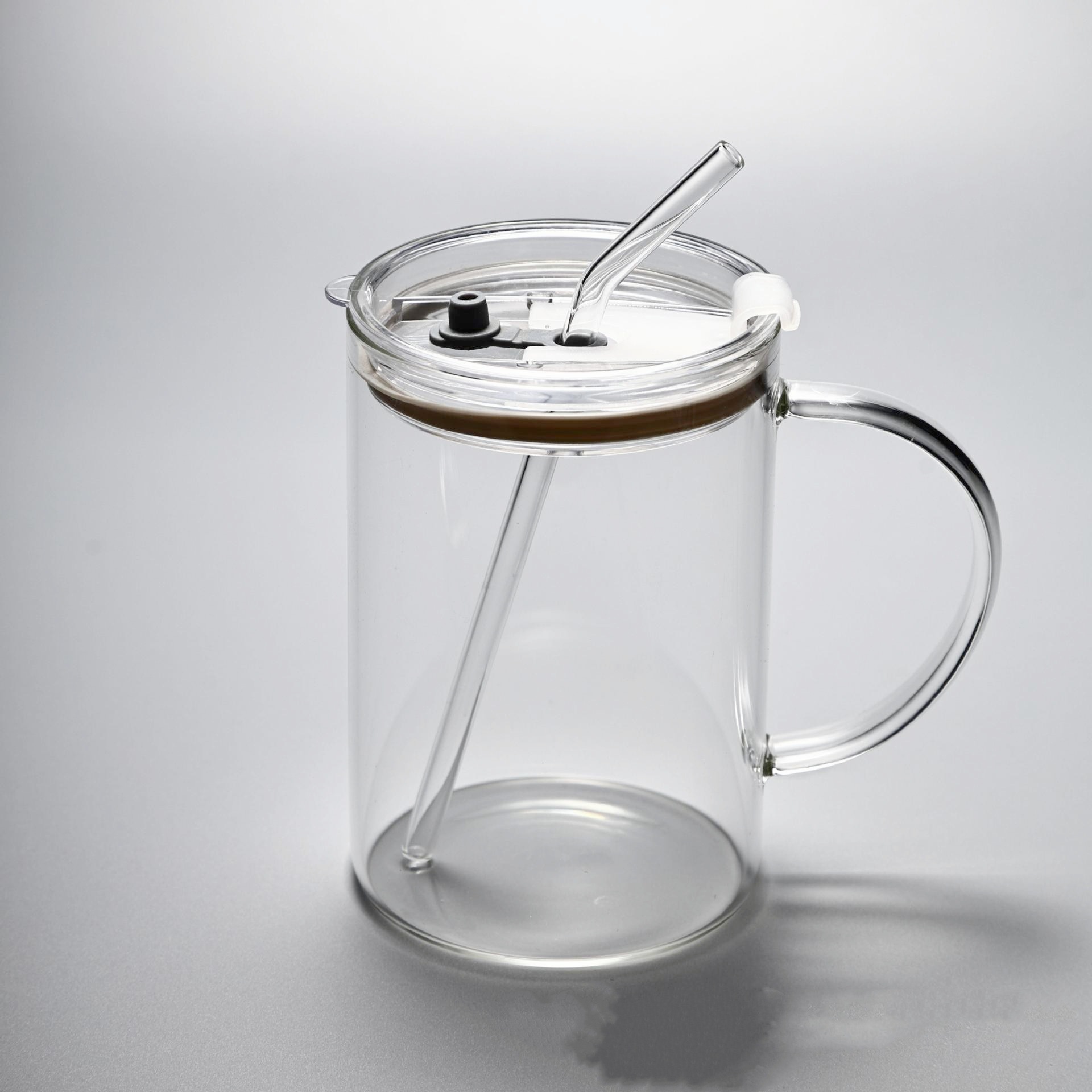 Taza de vidrio de alto boro al por mayor taza de paja de gran capacidad creativa para la taza puede calentarse por microondas LOGO impresa al por mayor