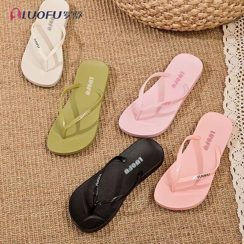 Luofu flip-flop verano estudiante fiesta cómodo ligero resistente al desgaste plana flip-flop zapatillas de baño simple